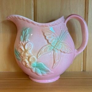 Vintage Hull Pottery Sunglow Pink and Green Ceramic Wall Pocket